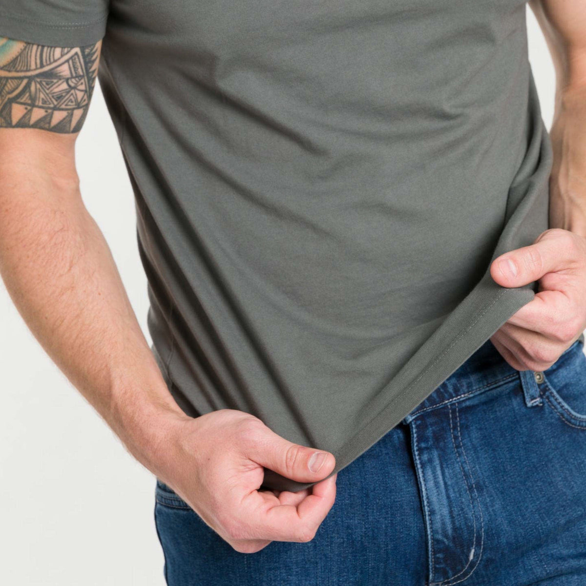 Ash & Erie Fieldstone Grey Pima Cotton Crew Neck T-Shirt for Short Men