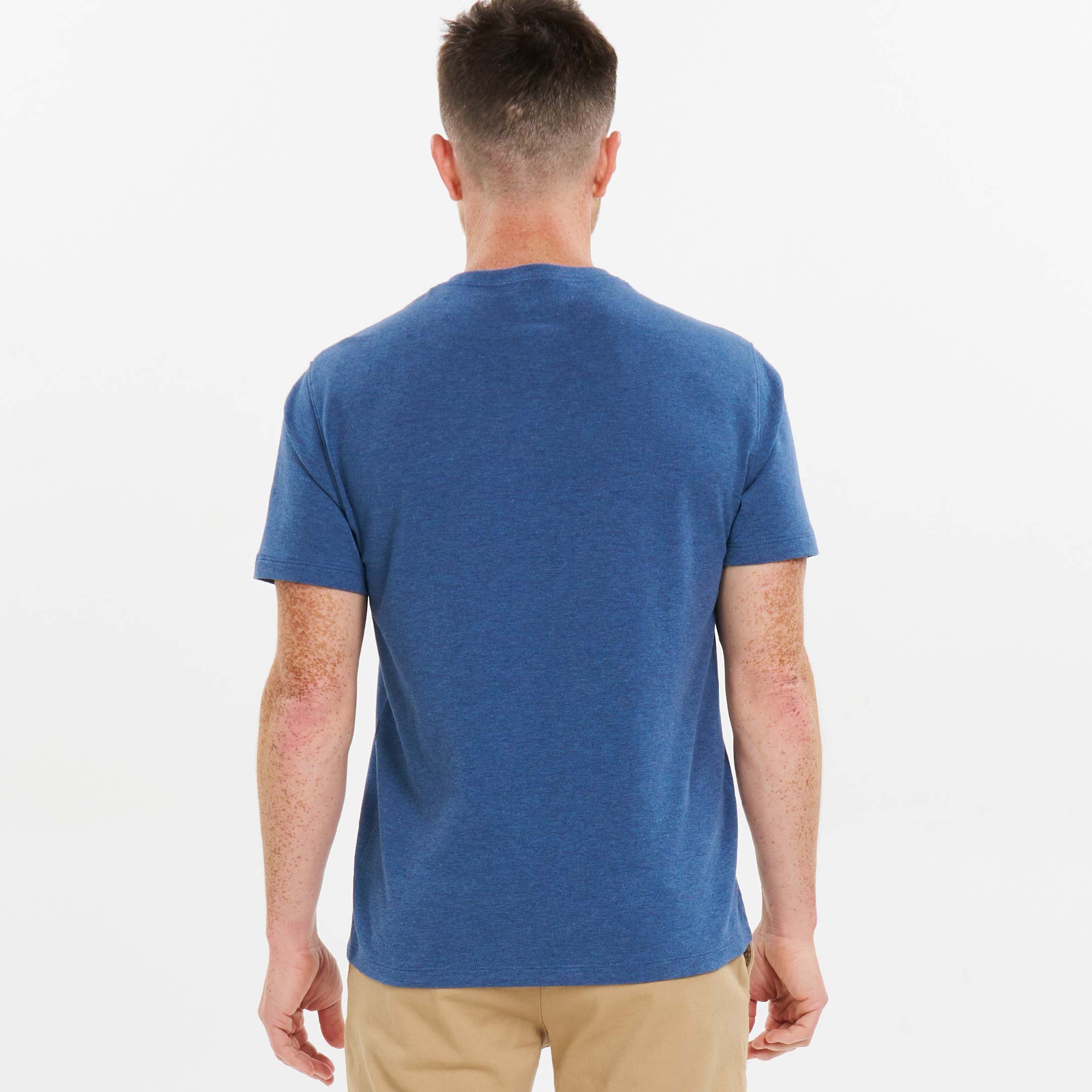 Ash & Erie Heather Blue Luxury Soft Touch Crew Neck T-Shirt for Short Men   Short Sleeve Premium Tee