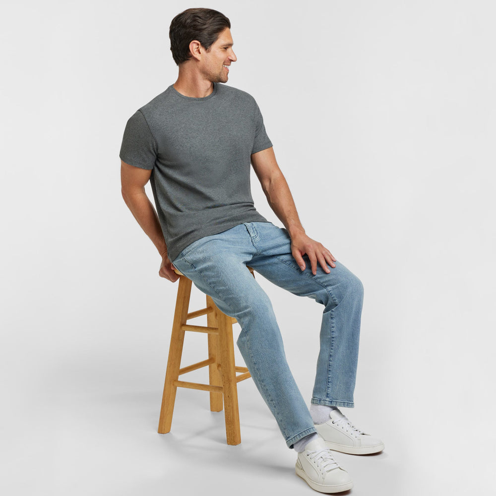 Ash & Erie Heather Charcoal Luxury Soft Touch Crew Neck T-Shirt for Short Men   Short Sleeve Premium Tee