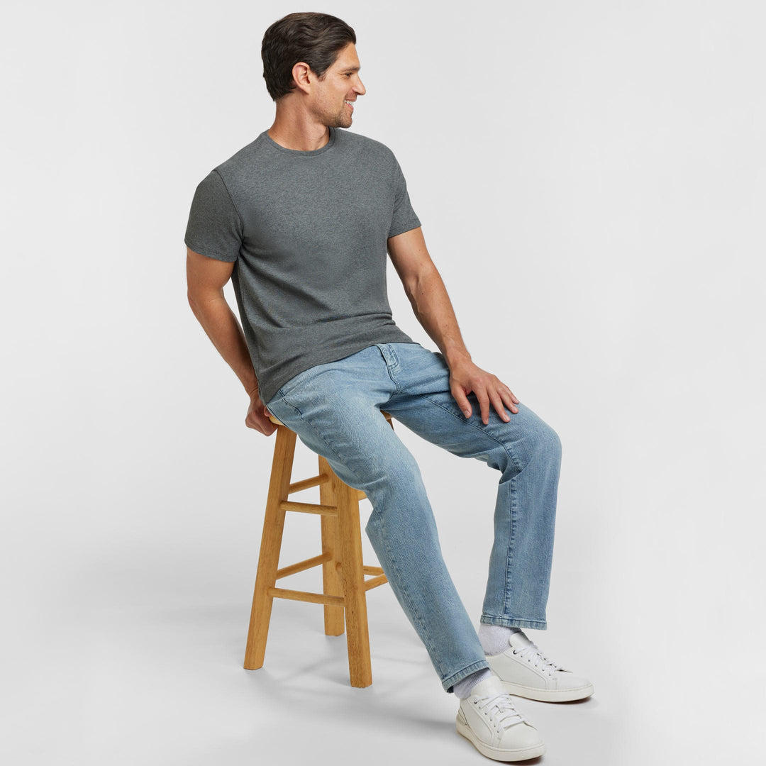 Ash & Erie Heather Charcoal Luxury Soft Touch Crew Neck T-Shirt for Short Men   Short Sleeve Premium Tee
