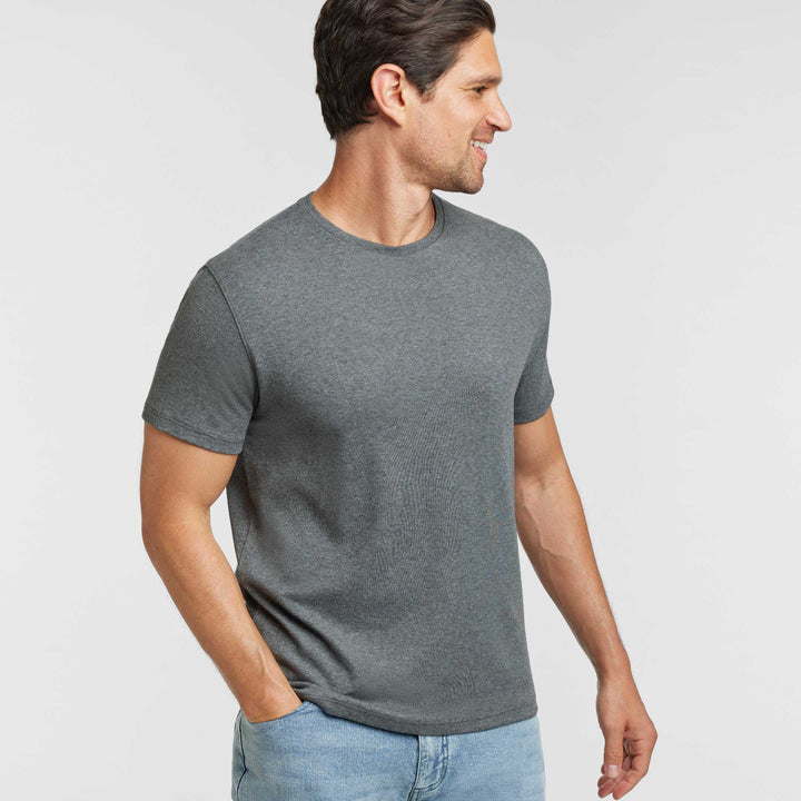 Ash & Erie Heather Charcoal Luxury Soft Touch Crew Neck T-Shirt for Short Men   Short Sleeve Premium Tee