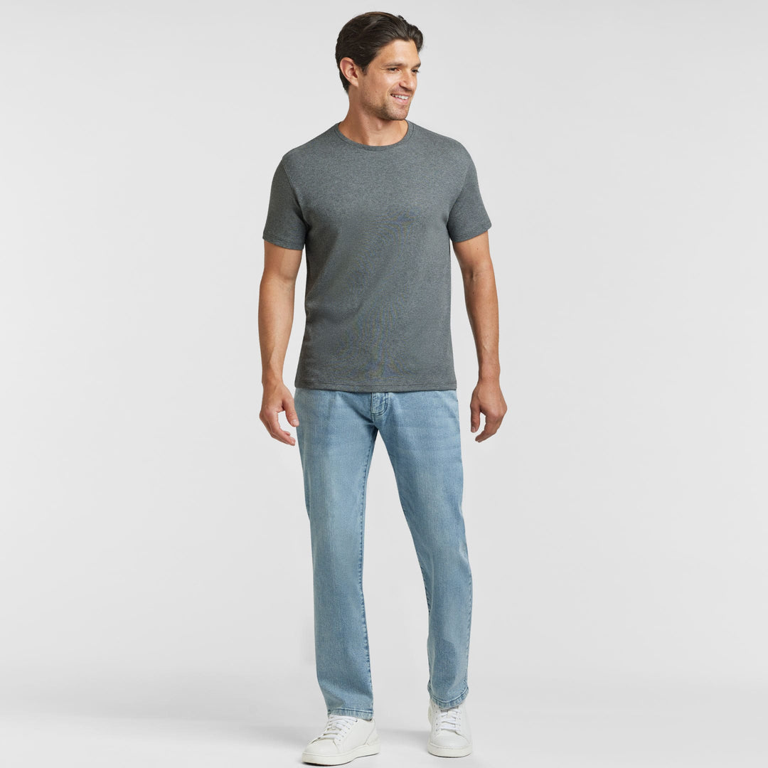Ash & Erie Heather Charcoal Luxury Soft Touch Crew Neck T-Shirt for Short Men   Short Sleeve Premium Tee