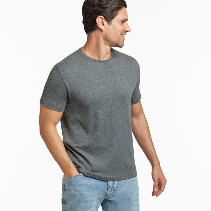 Ash & Erie Heather Charcoal Luxury Soft Touch Crew Neck T-Shirt for Short Men   Short Sleeve Premium Tee