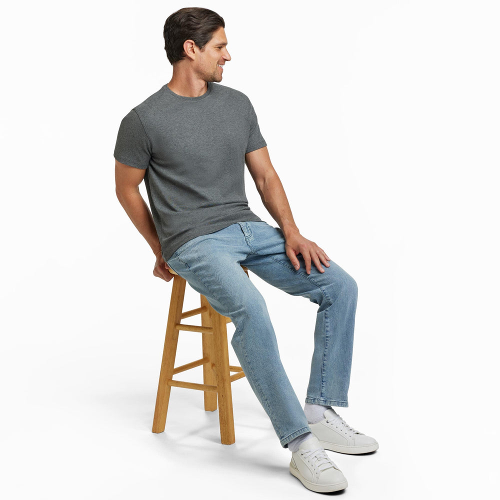 Ash & Erie Heather Charcoal Luxury Soft Touch Crew Neck T-Shirt for Short Men   Short Sleeve Premium Tee