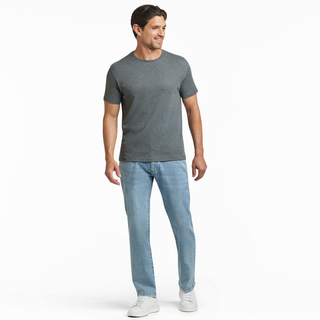 Ash & Erie Heather Charcoal Luxury Soft Touch Crew Neck T-Shirt for Short Men   Short Sleeve Premium Tee
