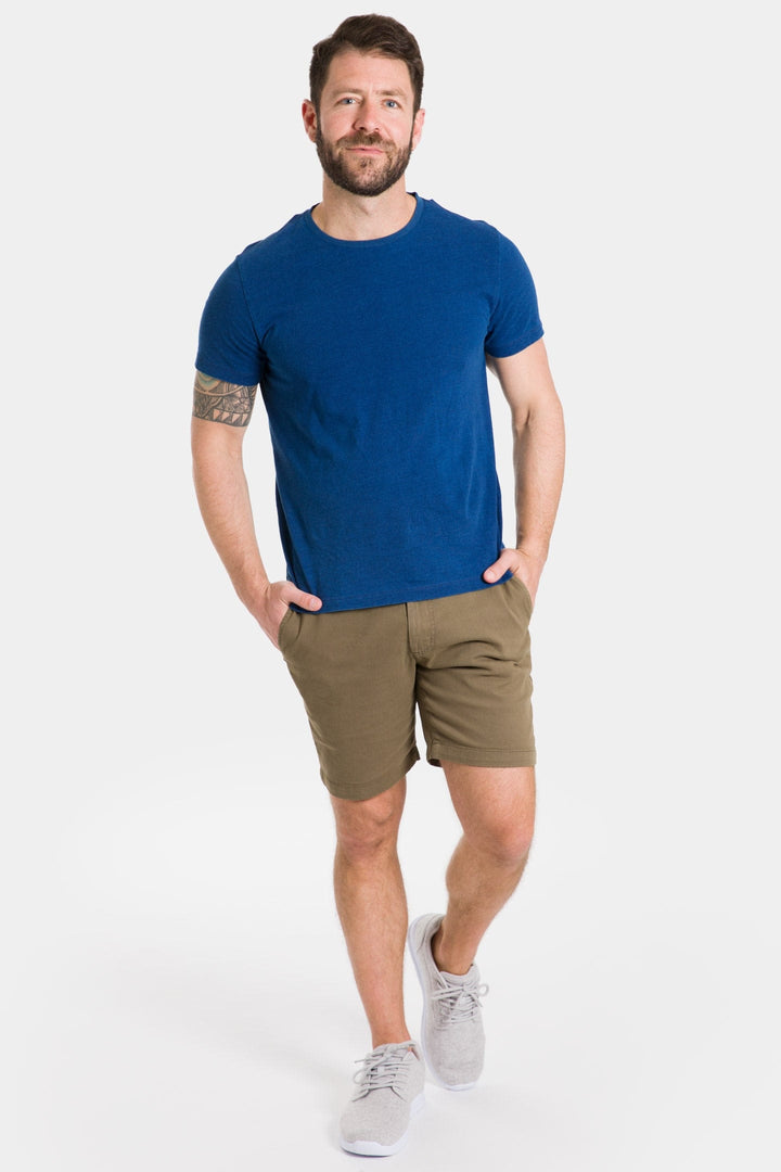 Ash & Erie Indigo Dyed Pima Cotton Crew Neck T-Shirt for Short Men   Short Sleeve Premium Tee