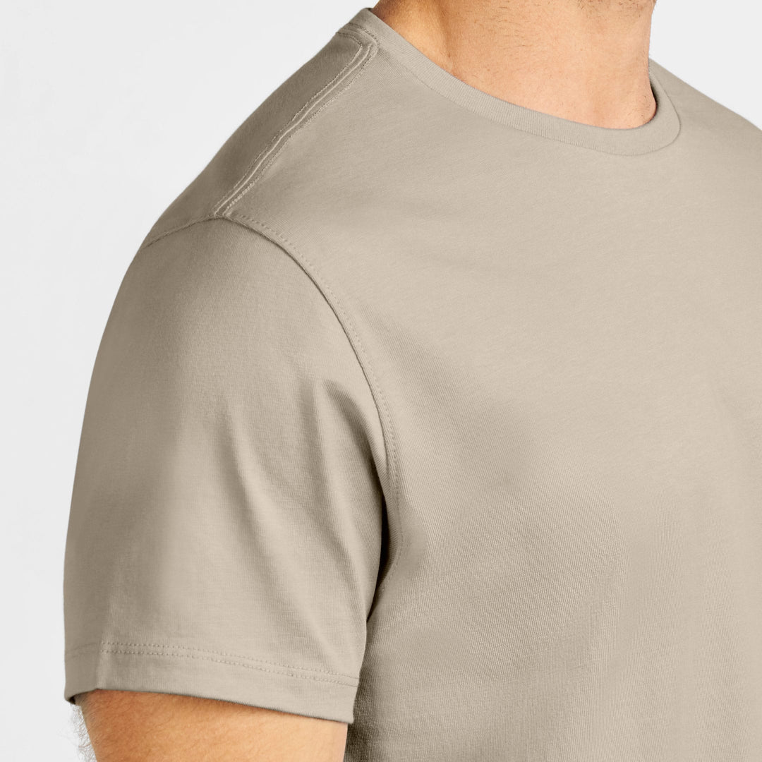 Ash & Erie Khaki Pima Cotton Crew Neck T-Shirt for Short Men   Short Sleeve Premium Tee