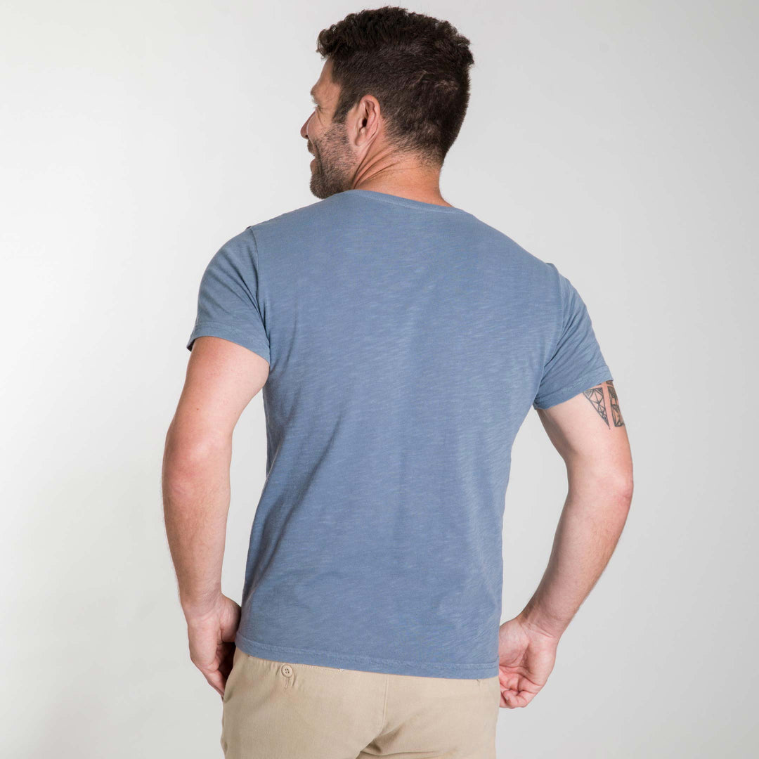 Ash & Erie Lightweight Washed Blue Crew Neck T-Shirt for Short Men   Short Sleeve Premium Tee