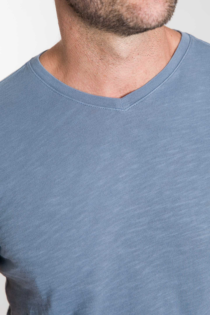 Ash & Erie Lightweight Washed Blue Crew Neck T-Shirt for Short Men   Short Sleeve Premium Tee