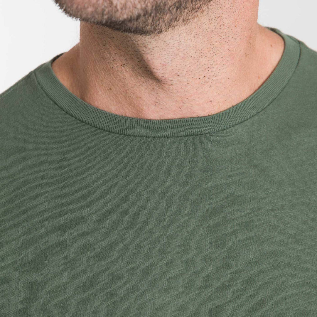 Ash & Erie Lightweight Washed Dark Green Crew Neck T-Shirt for Short Men   Short Sleeve Premium Tee