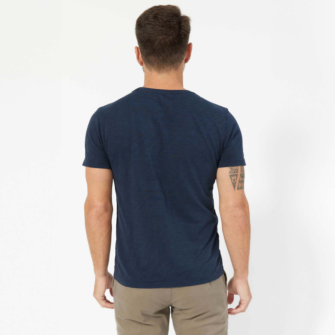 Ash & Erie Lightweight Washed Navy Crew Neck T-Shirt for Short Men   Short Sleeve Premium Tee