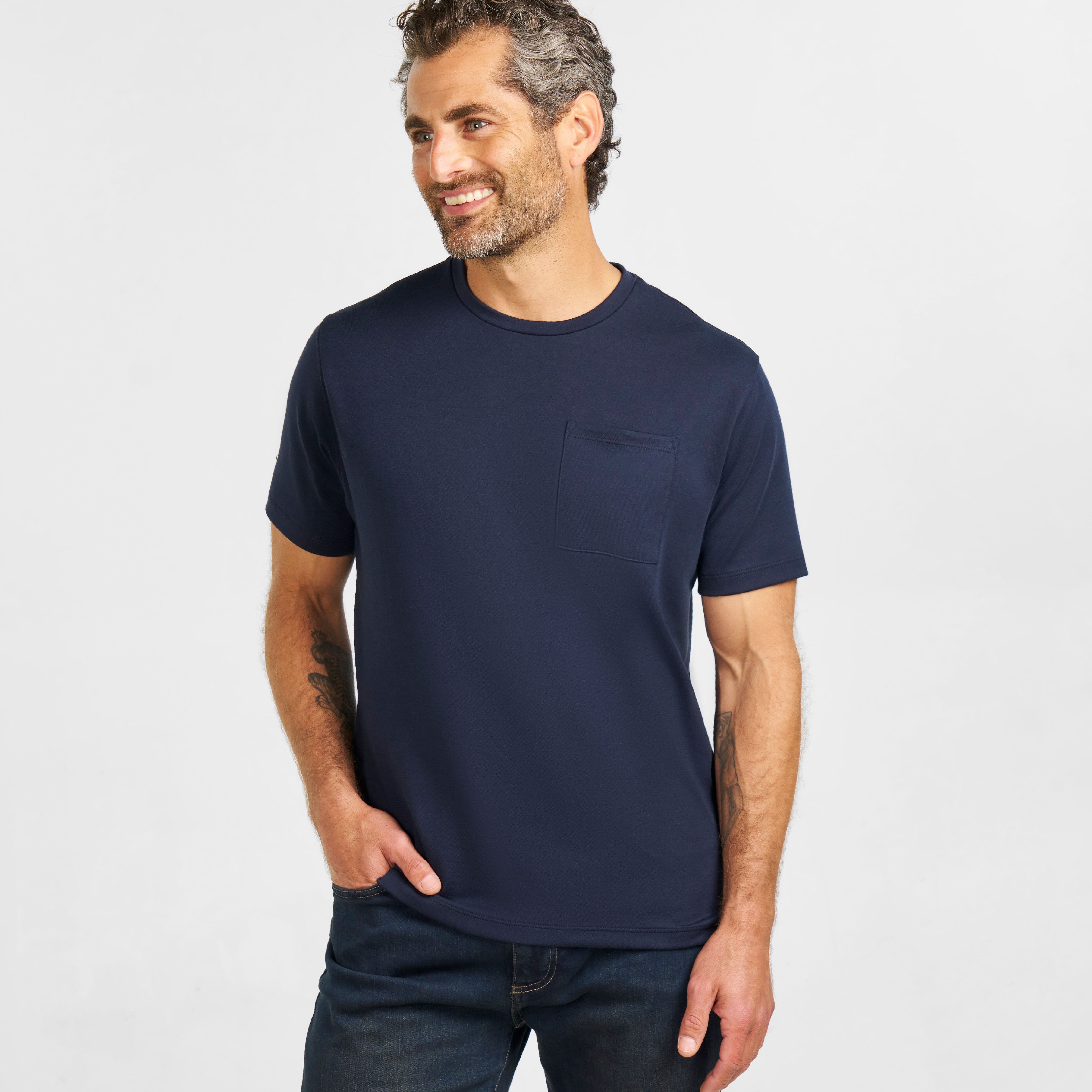 Ash & Erie Navy Micro Pique Crew Neck T-Shirt for Short Men