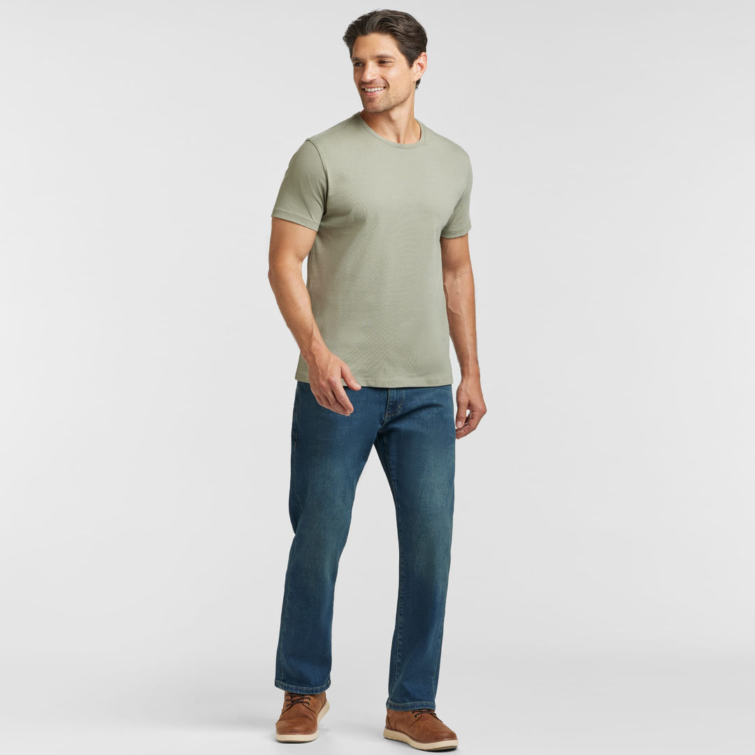 Ash & Erie Sage Green Pima Cotton Crew Neck T-Shirt for Short Men   Short Sleeve Premium Tee