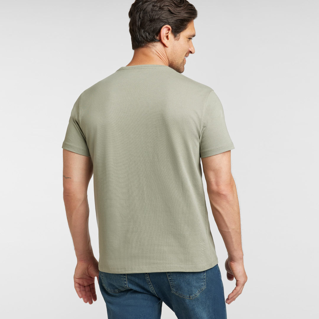 Ash & Erie Sage Green Pima Cotton Crew Neck T-Shirt for Short Men   Short Sleeve Premium Tee