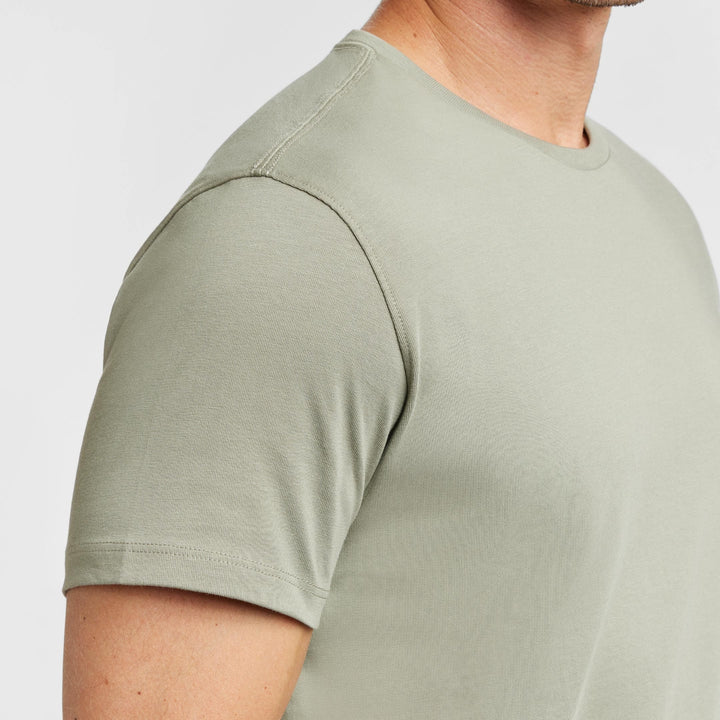 Ash & Erie Sage Green Pima Cotton Crew Neck T-Shirt for Short Men   Short Sleeve Premium Tee