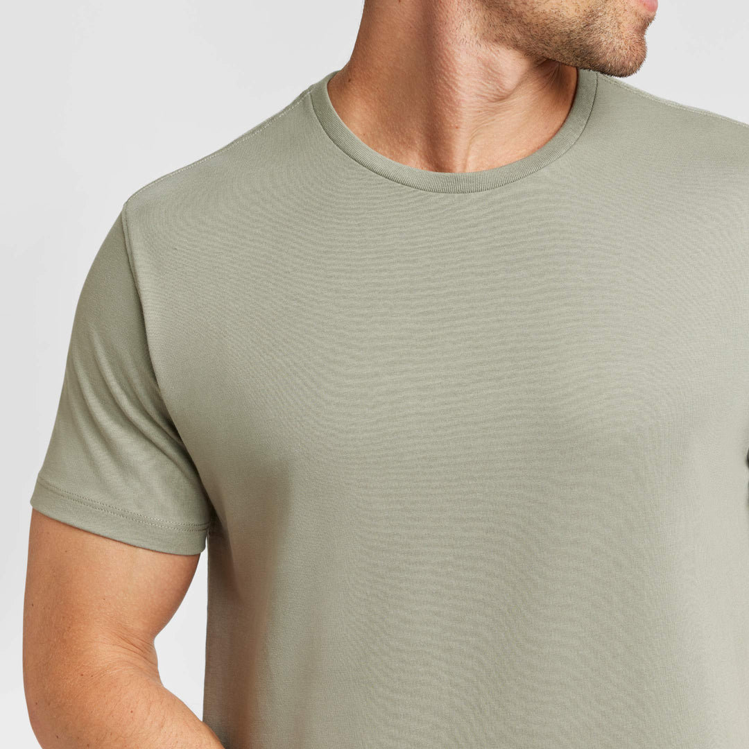 Ash & Erie Sage Green Pima Cotton Crew Neck T-Shirt for Short Men   Short Sleeve Premium Tee
