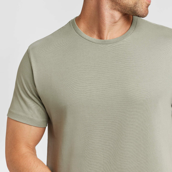 Ash & Erie Sage Green Pima Cotton Crew Neck T-Shirt for Short Men   Short Sleeve Premium Tee