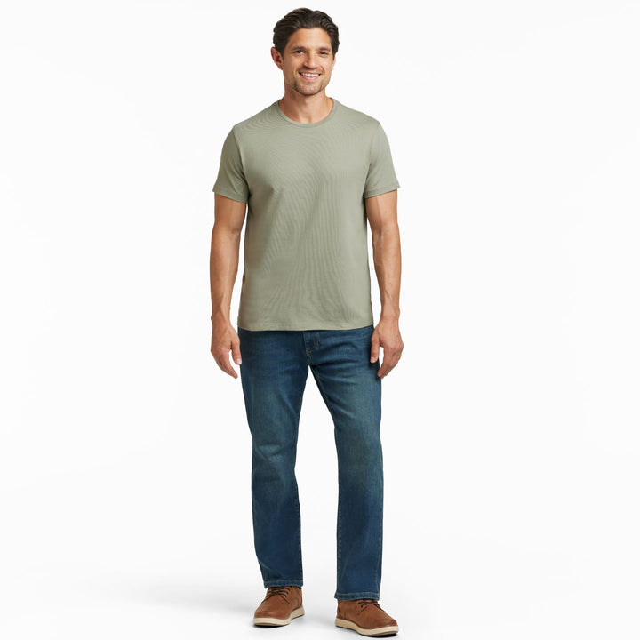 Ash & Erie Sage Green Pima Cotton Crew Neck T-Shirt for Short Men   Short Sleeve Premium Tee