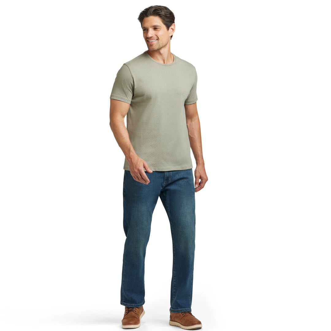 Ash & Erie Sage Green Pima Cotton Crew Neck T-Shirt for Short Men   Short Sleeve Premium Tee