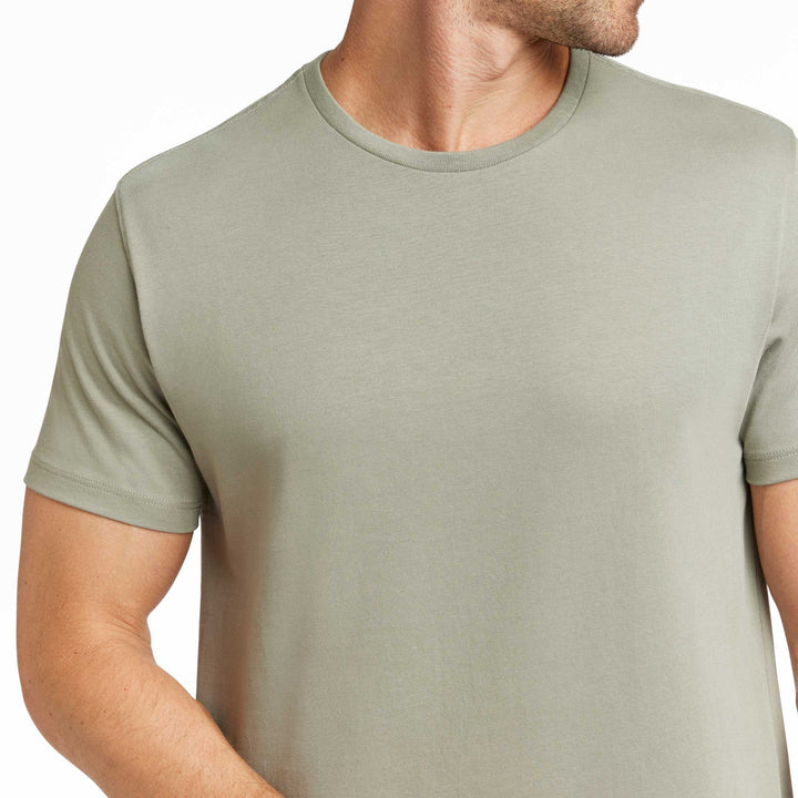 Ash & Erie Sage Green Pima Cotton Crew Neck T-Shirt for Short Men   Short Sleeve Premium Tee