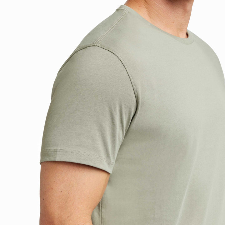 Ash & Erie Sage Green Pima Cotton Crew Neck T-Shirt for Short Men   Short Sleeve Premium Tee