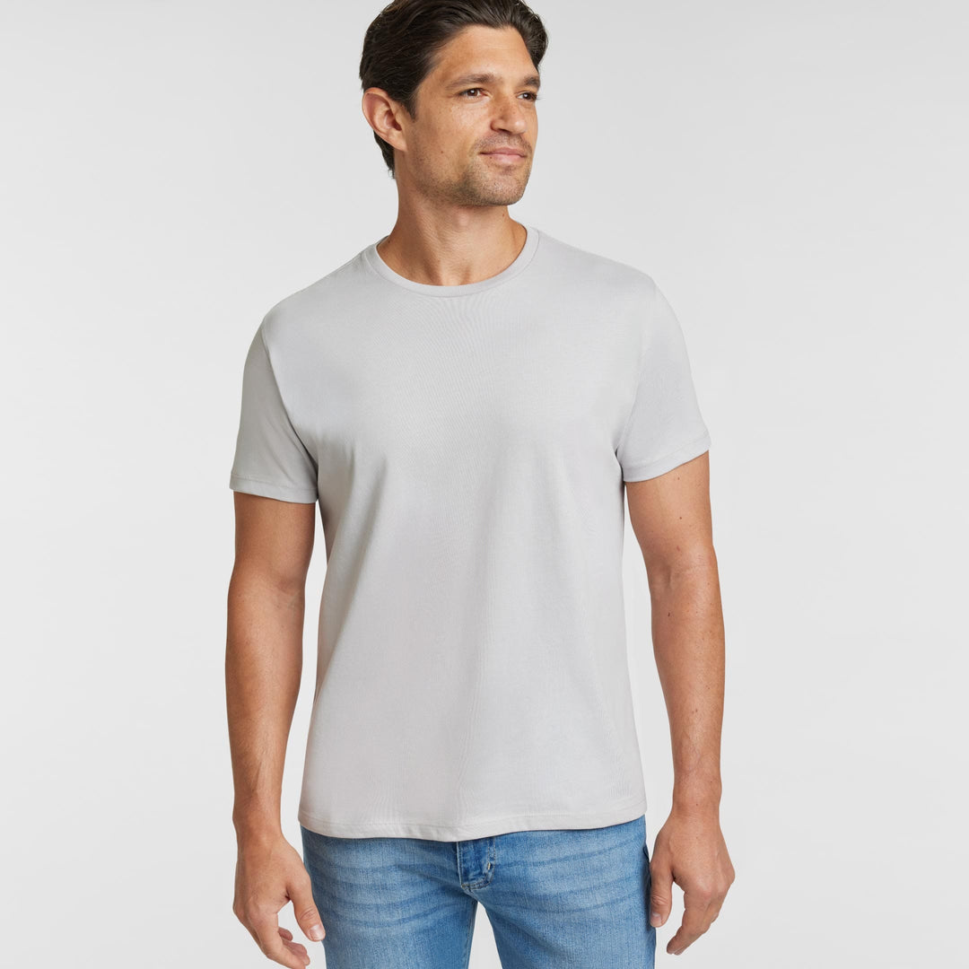 Ash & Erie Space Grey Pima Cotton Crew Neck T-Shirt for Short Men   Short Sleeve Premium Tee