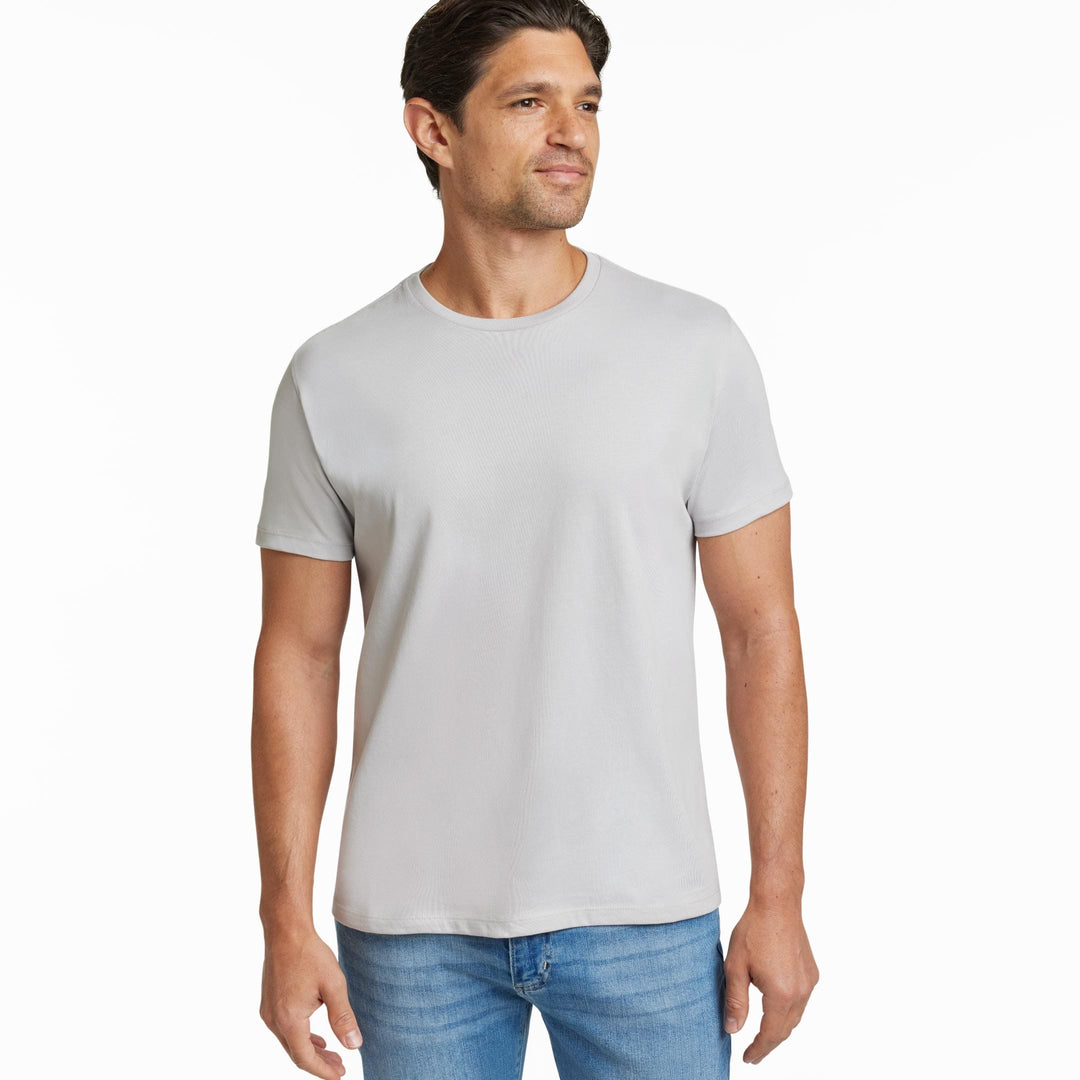 Ash & Erie Space Grey Pima Cotton Crew Neck T-Shirt for Short Men   Short Sleeve Premium Tee