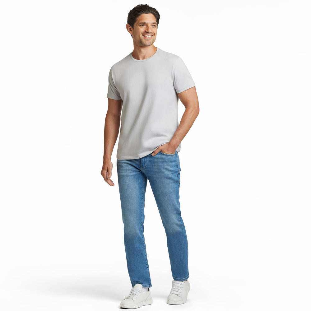 Ash & Erie Space Grey Pima Cotton Crew Neck T-Shirt for Short Men   Short Sleeve Premium Tee