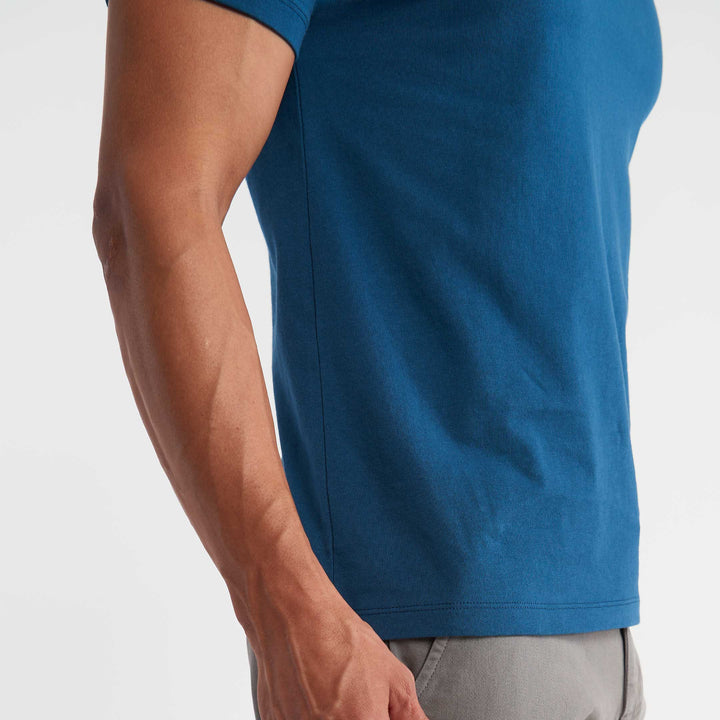 Ash & Erie Tidal Blue Pima Cotton Crew Neck T-Shirt for Short Men   Short Sleeve Premium Tee