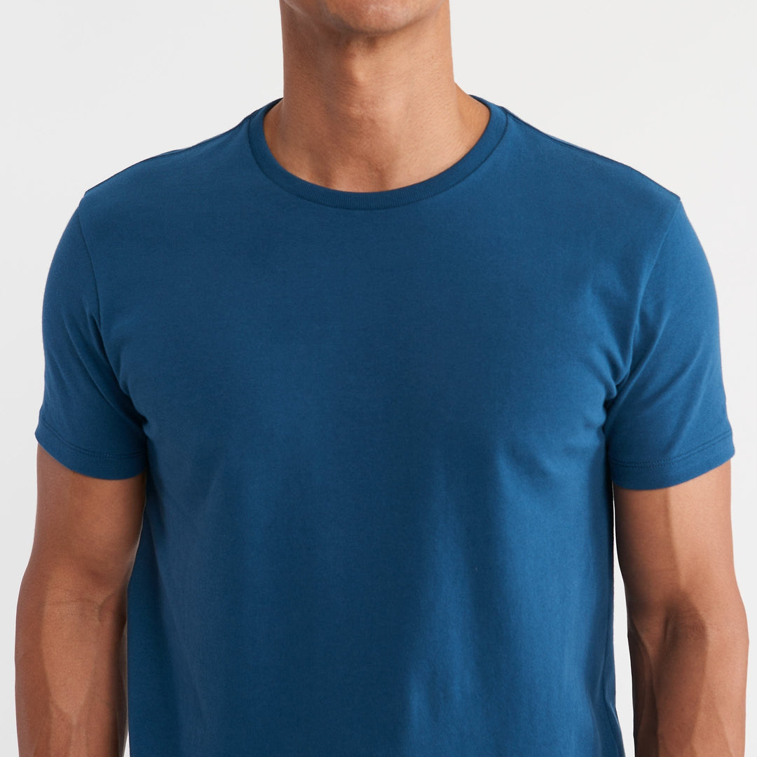 Ash & Erie Tidal Blue Pima Cotton Crew Neck T-Shirt for Short Men   Short Sleeve Premium Tee