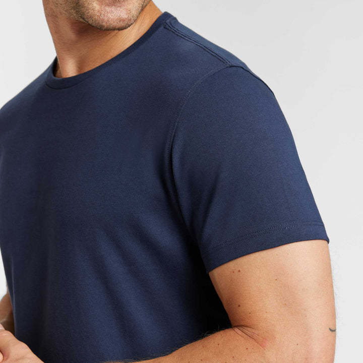 Ash & Erie True Navy Pima Cotton Crew Neck T-Shirt for Short Men   Short Sleeve Premium Tee