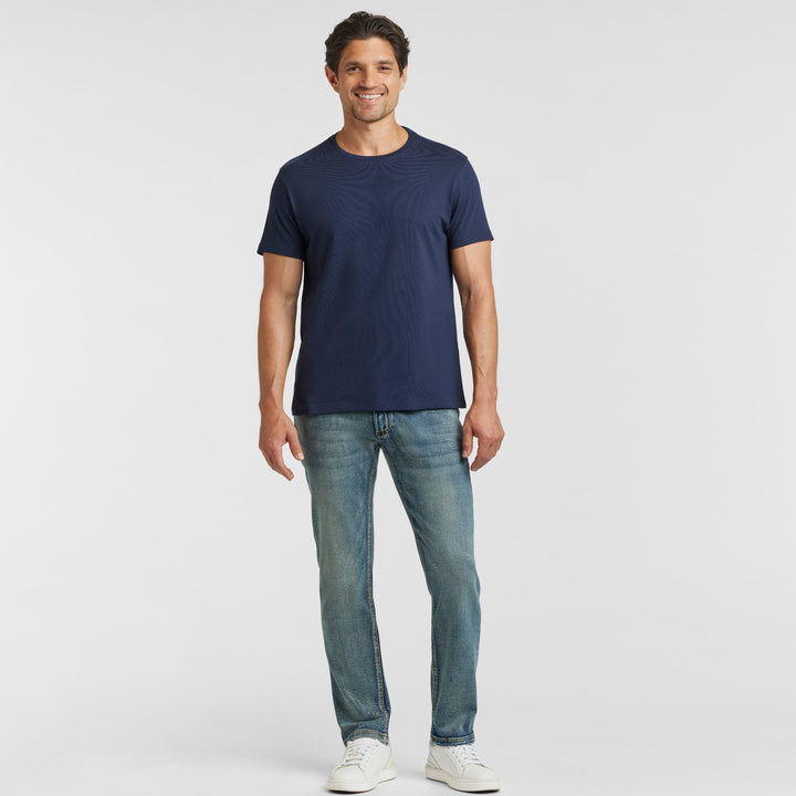 Ash & Erie True Navy Pima Cotton Crew Neck T-Shirt for Short Men   Short Sleeve Premium Tee