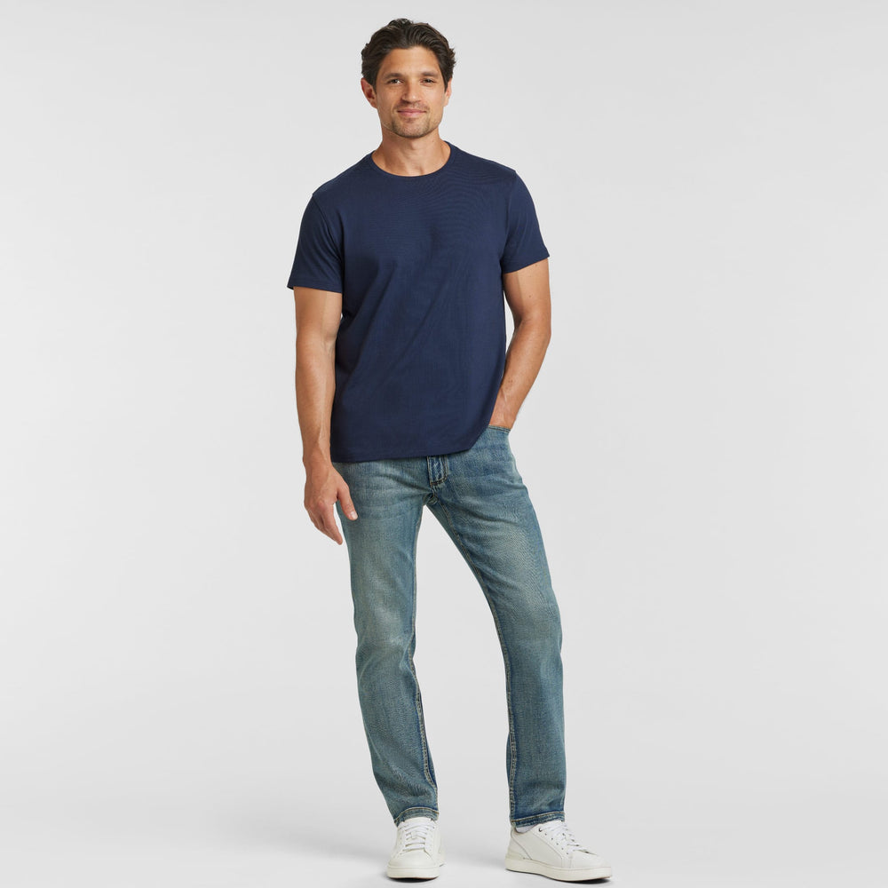 Ash & Erie True Navy Pima Cotton Crew Neck T-Shirt for Short Men   Short Sleeve Premium Tee