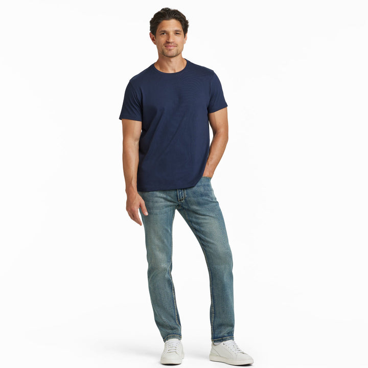 Ash & Erie True Navy Pima Cotton Crew Neck T-Shirt for Short Men   Short Sleeve Premium Tee