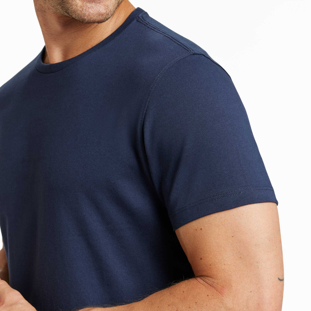 Ash & Erie True Navy Pima Cotton Crew Neck T-Shirt for Short Men   Short Sleeve Premium Tee