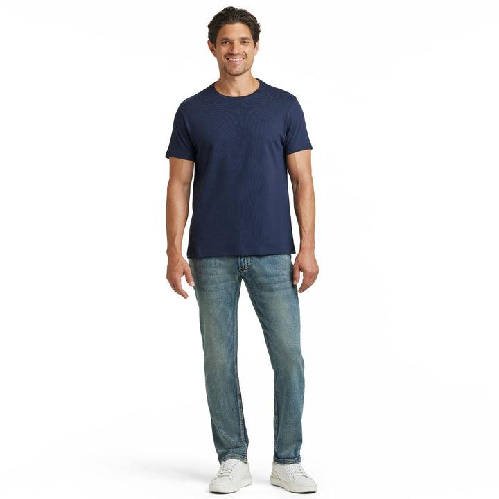 Ash & Erie True Navy Pima Cotton Crew Neck T-Shirt for Short Men   Short Sleeve Premium Tee