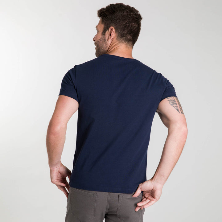 Ash & Erie True Navy Pima Cotton Crew Neck T-Shirt for Short Men   Short Sleeve Premium Tee