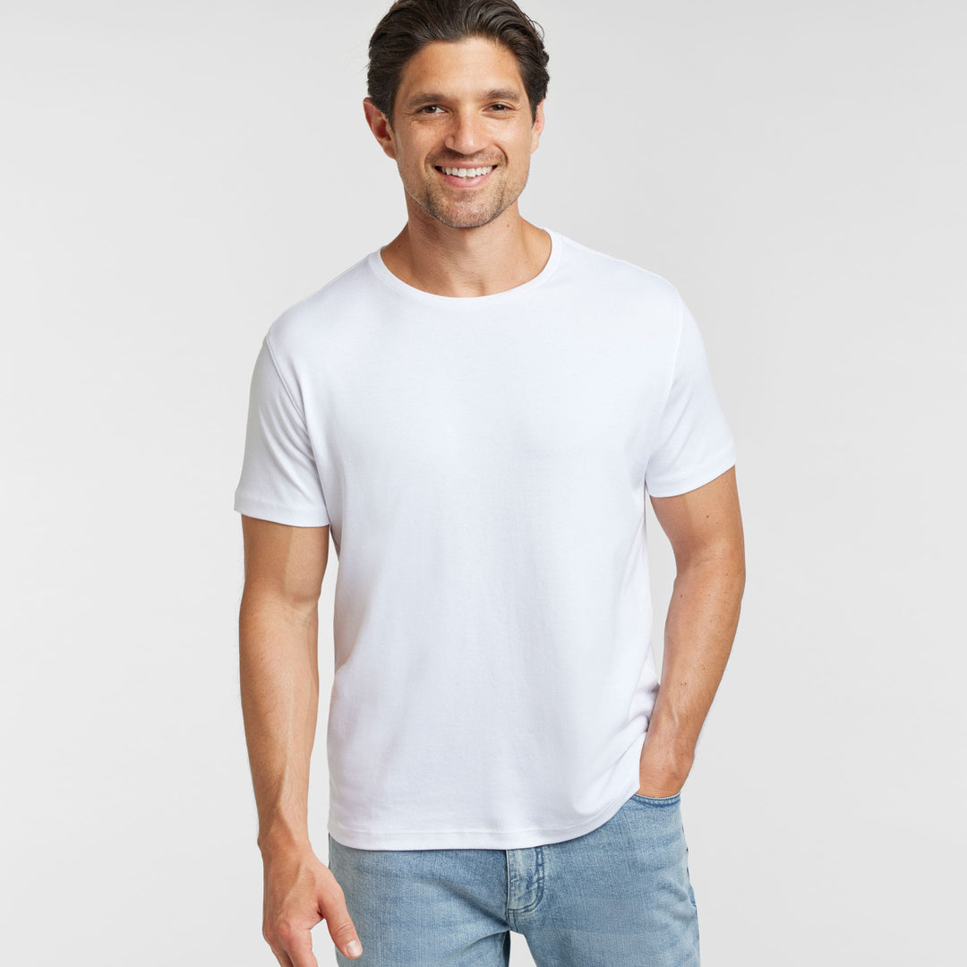 Ash & Erie White Luxury Soft Touch Crew Neck T-Shirt for Short Men   Short Sleeve Premium Tee