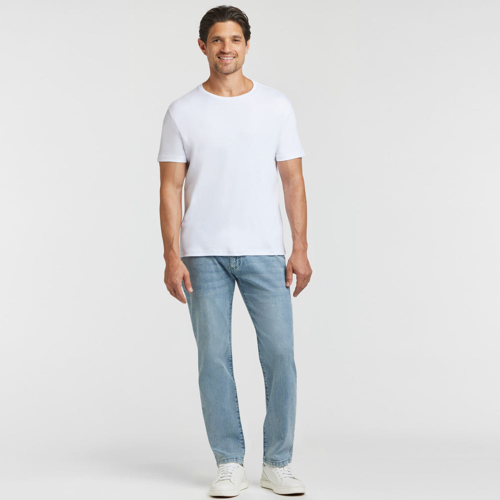 Ash & Erie White Luxury Soft Touch Crew Neck T-Shirt for Short Men   Short Sleeve Premium Tee