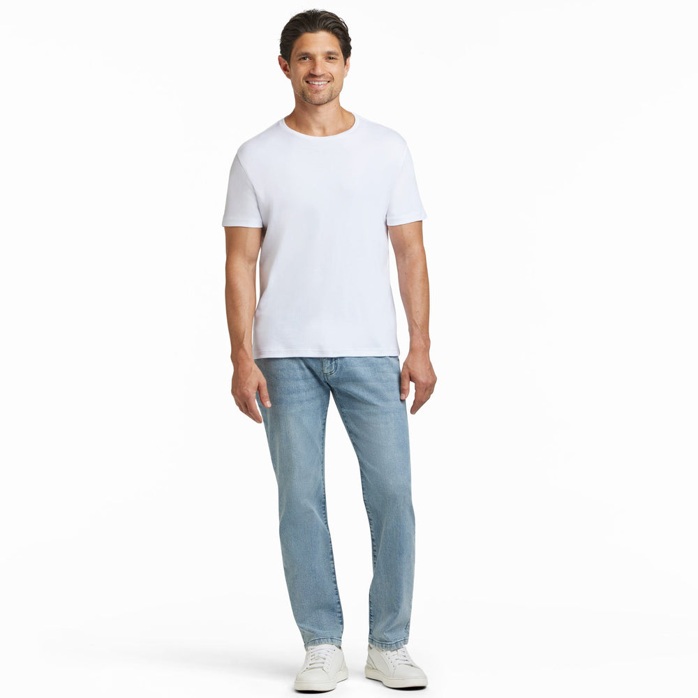 Ash & Erie White Luxury Soft Touch Crew Neck T-Shirt for Short Men   Short Sleeve Premium Tee