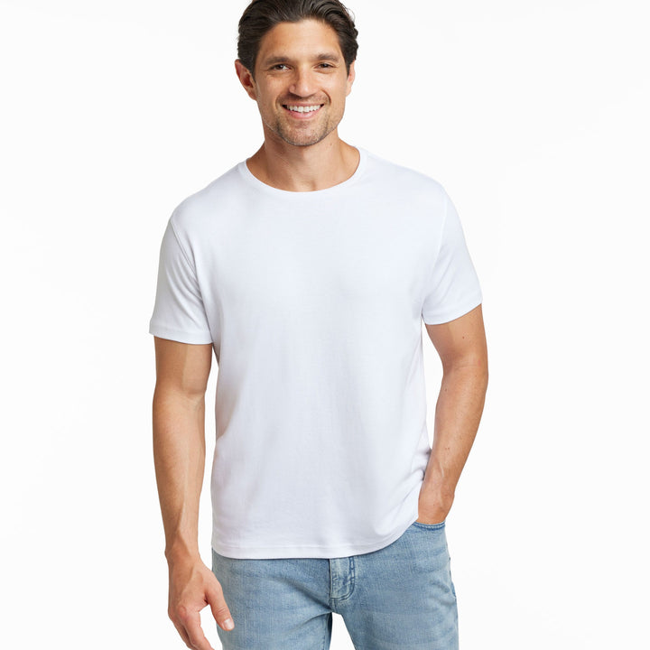 Ash & Erie White Luxury Soft Touch Crew Neck T-Shirt for Short Men   Short Sleeve Premium Tee