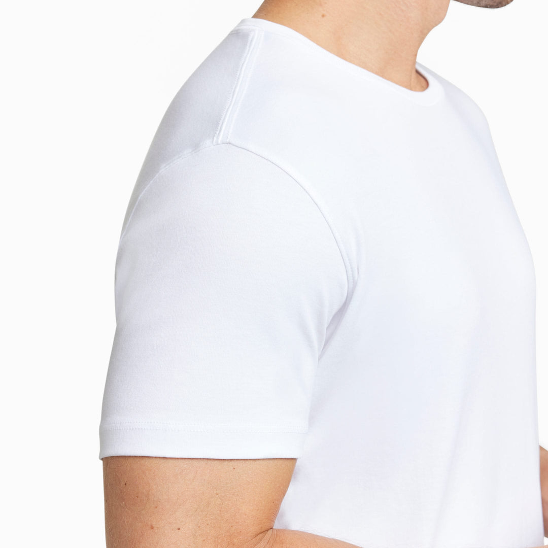 Ash & Erie White Luxury Soft Touch Crew Neck T-Shirt for Short Men   Short Sleeve Premium Tee