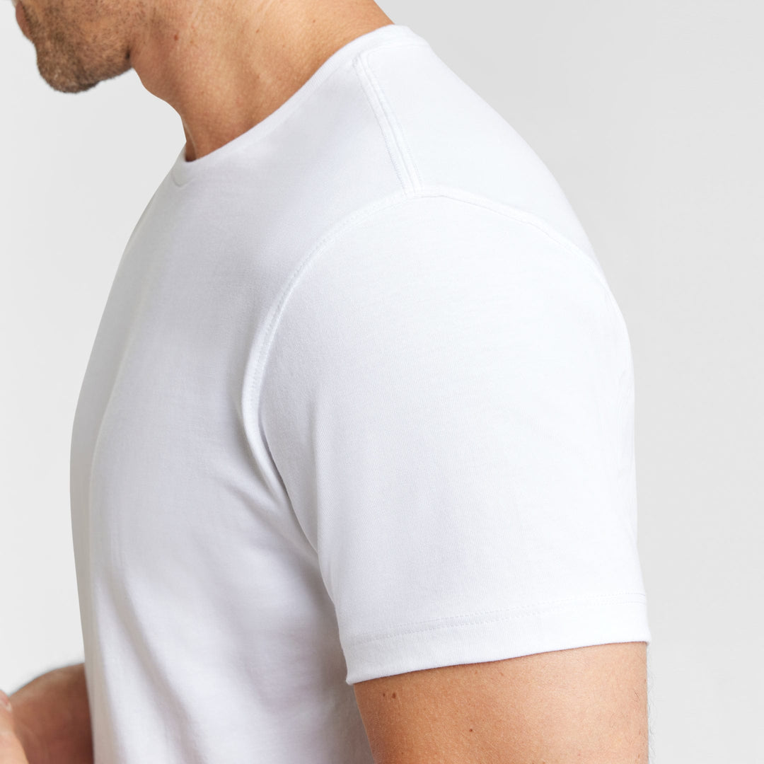 Ash & Erie White Pima Cotton Crew Neck T-Shirt for Short Men   Short Sleeve Premium Tee