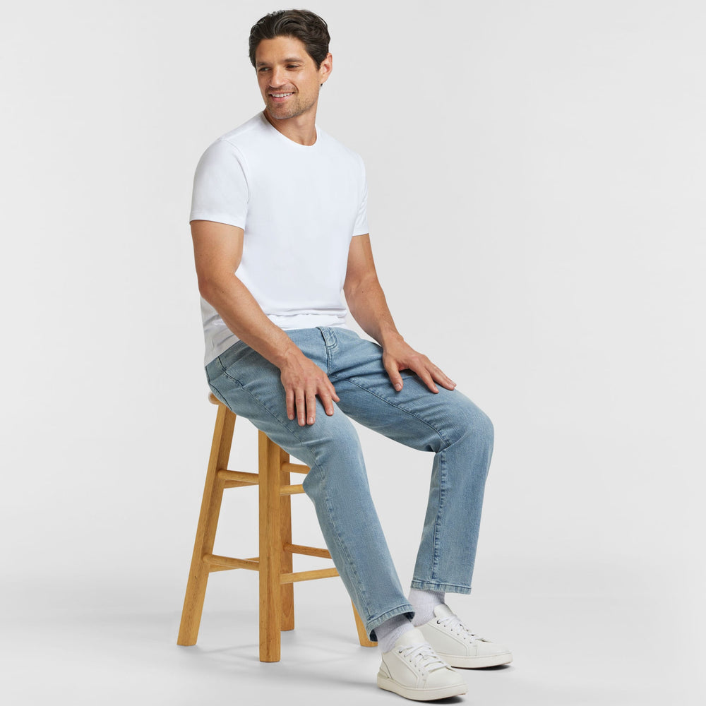 Ash & Erie White Pima Cotton Crew Neck T-Shirt for Short Men   Short Sleeve Premium Tee