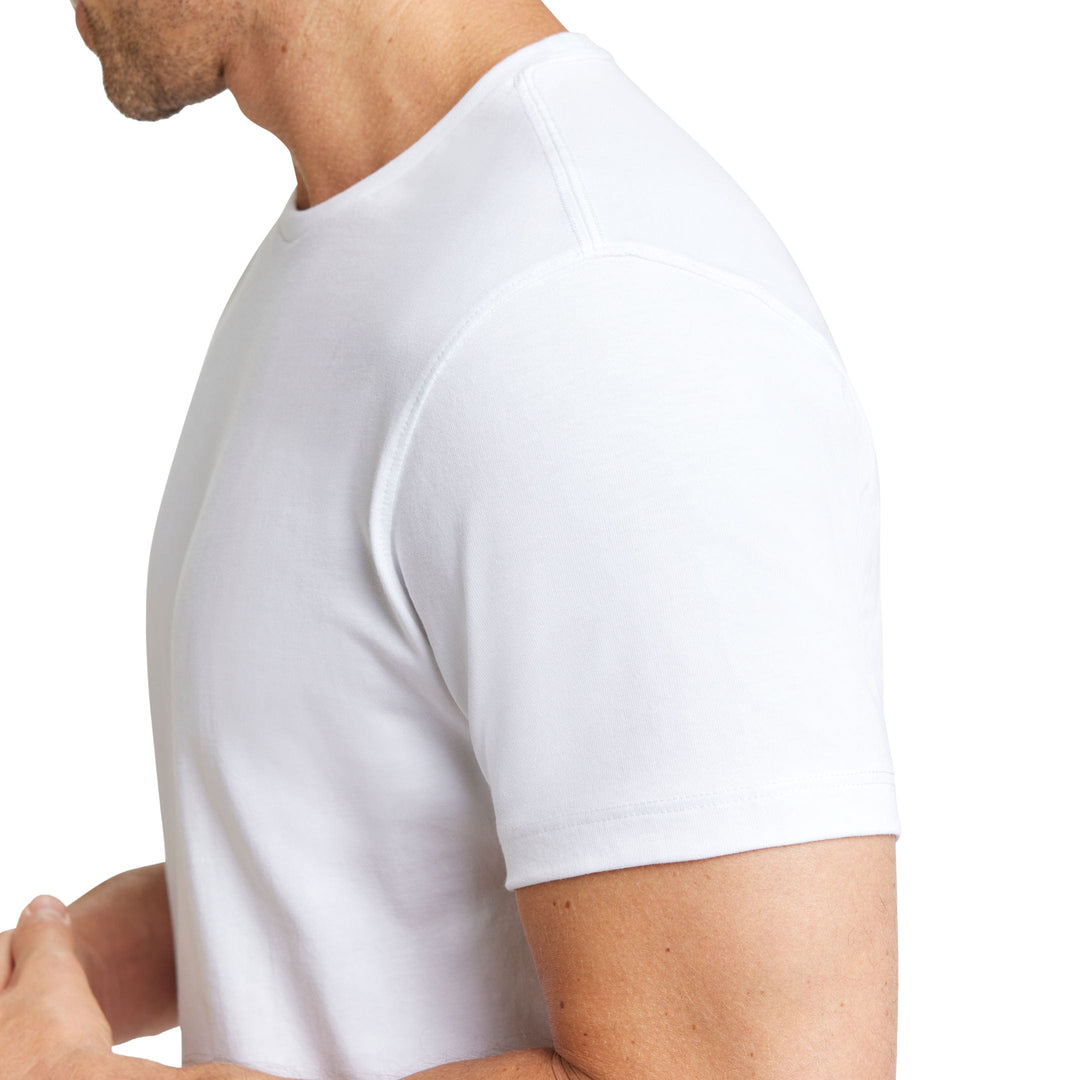 Ash & Erie White Pima Cotton Crew Neck T-Shirt for Short Men   Short Sleeve Premium Tee