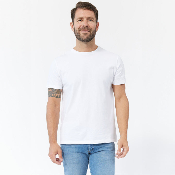 Ash & Erie White Pima Cotton Crew Neck T-Shirt for Short Men   Short Sleeve Premium Tee