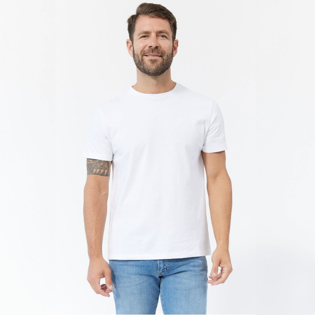 Ash & Erie White Pima Cotton Crew Neck T-Shirt for Short Men