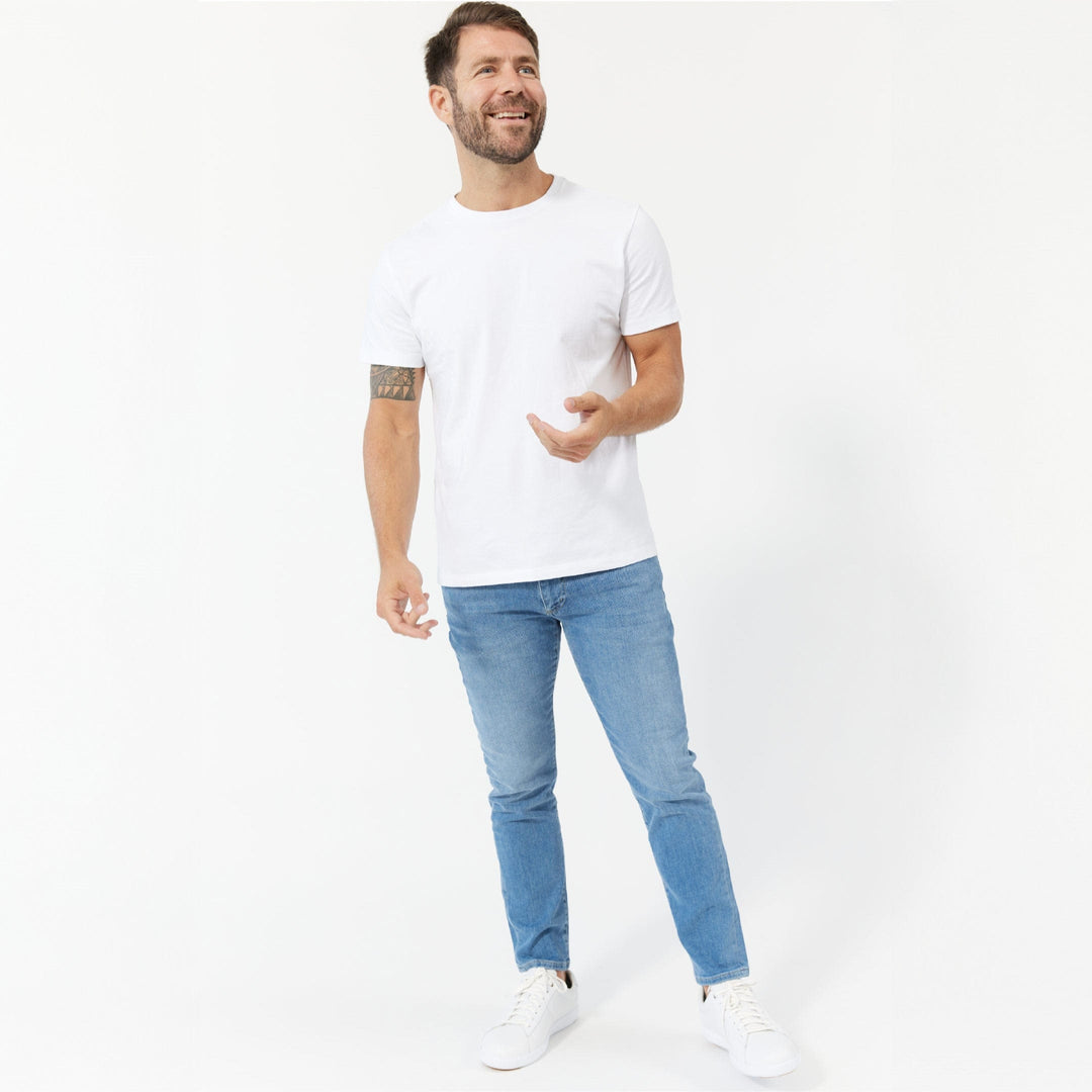 Ash & Erie White Pima Cotton Crew Neck T-Shirt for Short Men   Short Sleeve Premium Tee