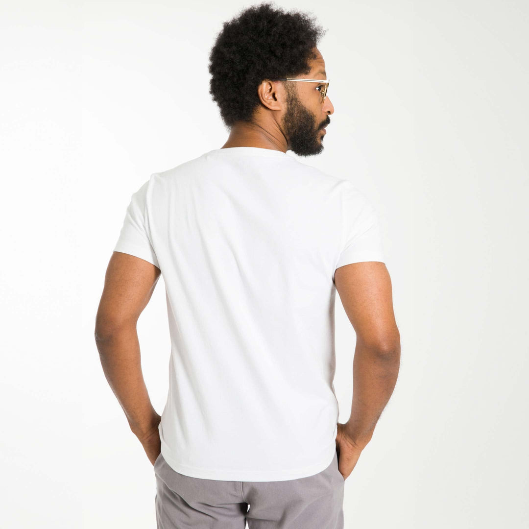 Ash & Erie White Pima Cotton V Neck T-Shirt for Short Men   Short Sleeve Premium Tee