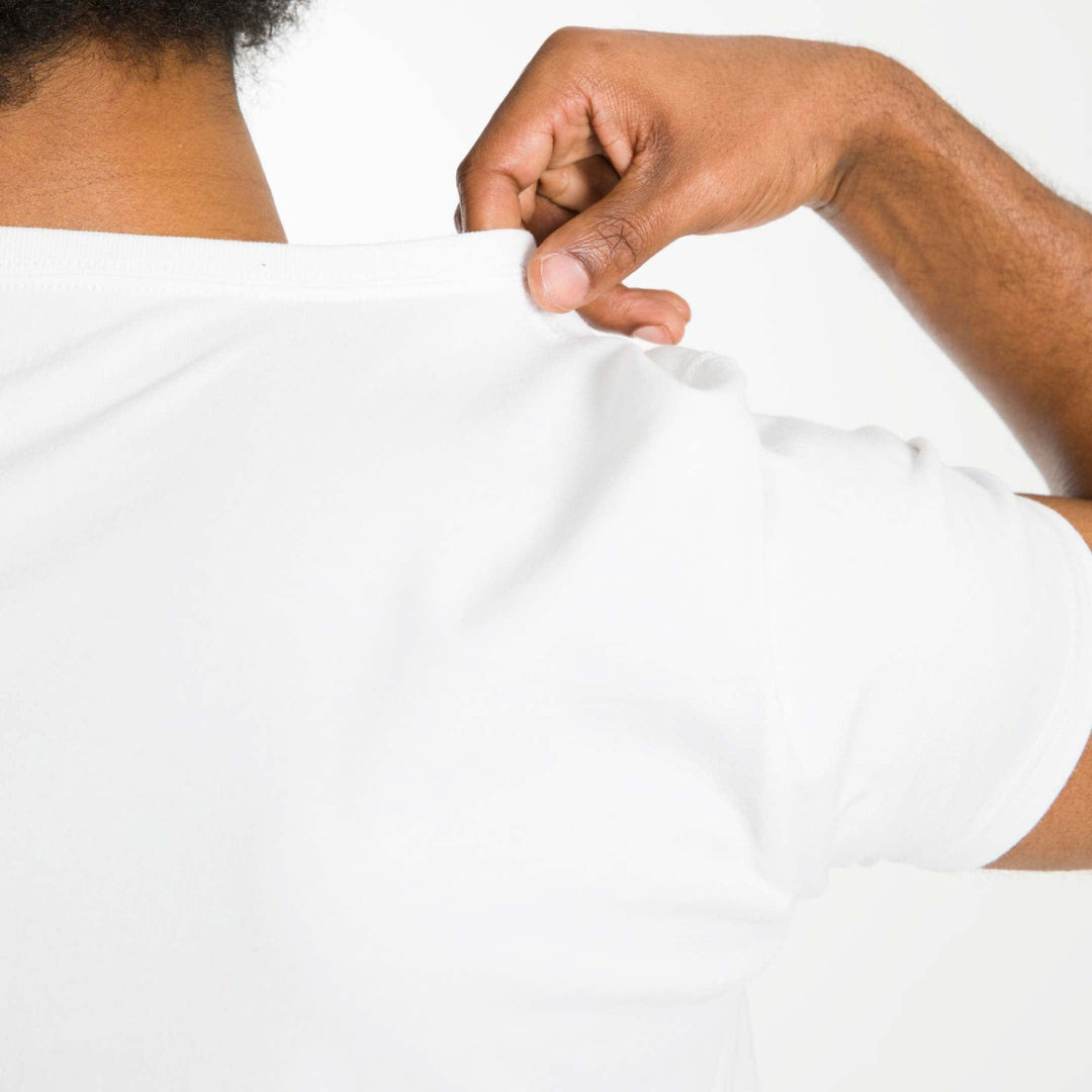 Ash & Erie White Pima Cotton V Neck T-Shirt for Short Men   Short Sleeve Premium Tee